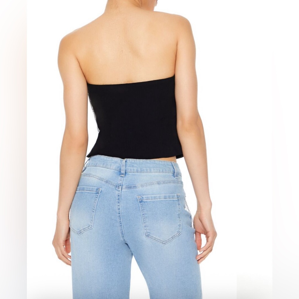 F21 Rhinestone Cropped Tube Top - Size Large- NWT - Picture 4 of 6